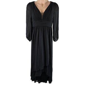 Ever Pretty Size 0XL 14/16 V-Neck Black Sheer Sleeves Pleated Layered Top Layere